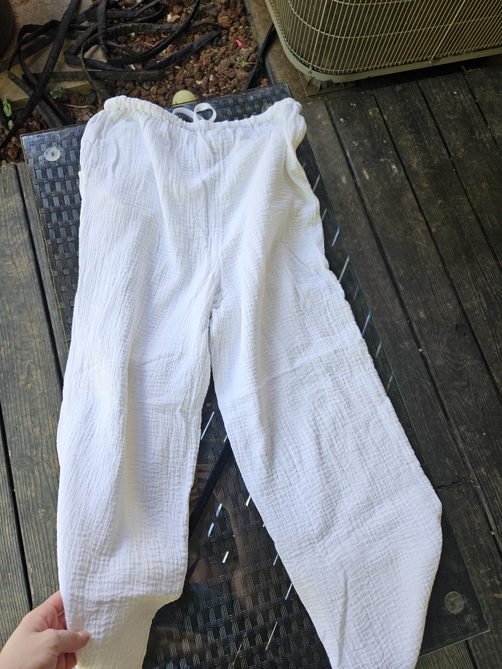 Urban Outfitters White Gauze Wide-Leg Drawstring Pants